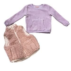 Bearpaw Sherpa Reversible Vest Girls Velour Sweater 3T Lot Of 2 Outdoor Casual